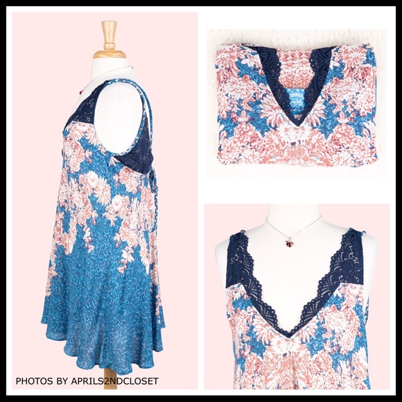 FREE PEOPLE BOHO FLOWY SLIP LACE MINI DRESS A2C - Picture 4 of 16